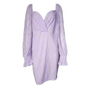Shein Curve Dress Womens Plus Size 4XL Solid All Purple Lace Overlay Long Sleeve